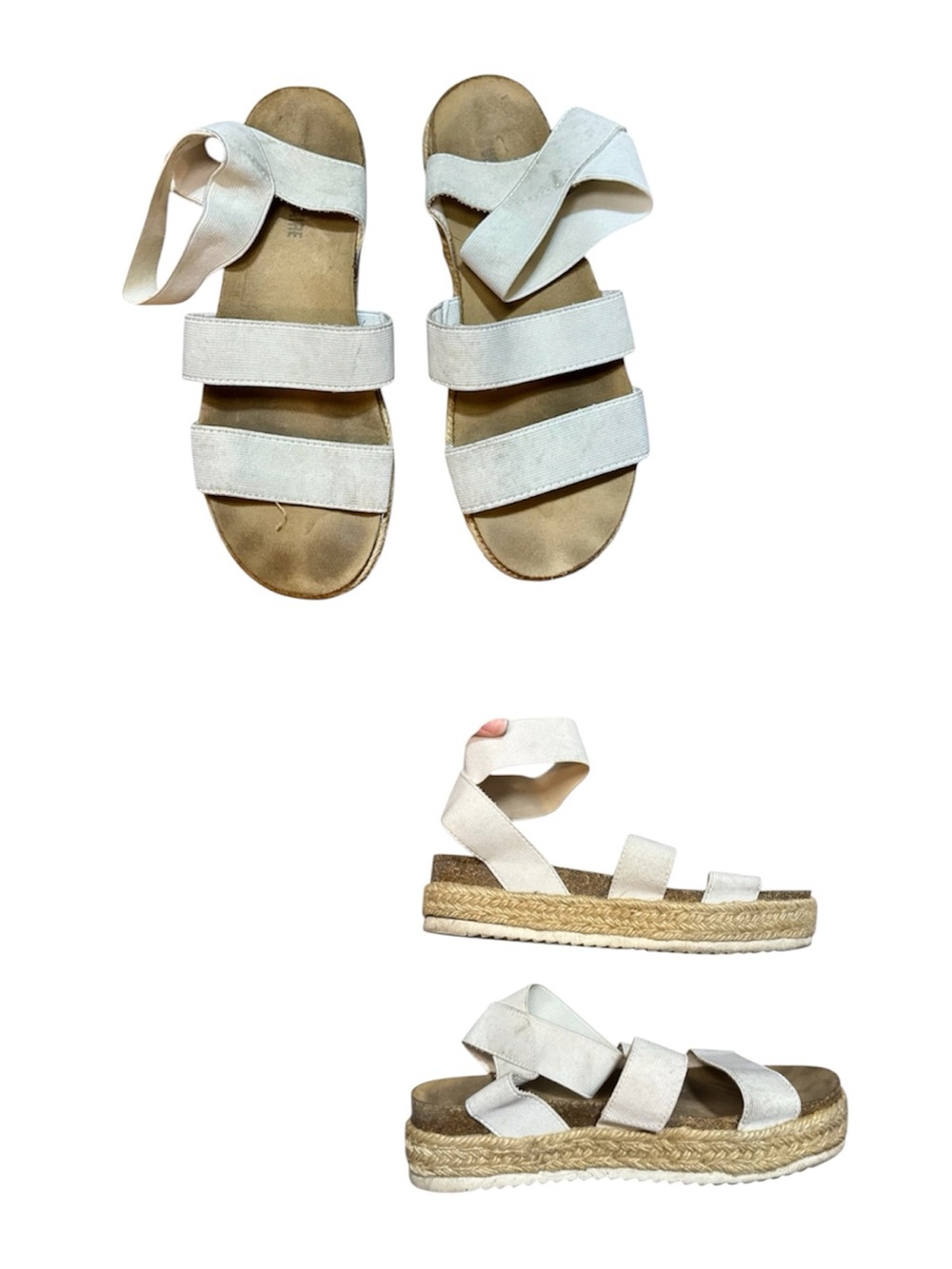 Cushionaire White Strappy Platform Sandals Size 9